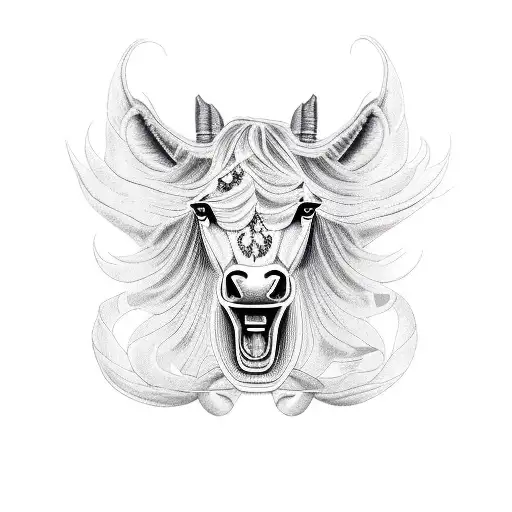 Mustang outline tattoo design idea