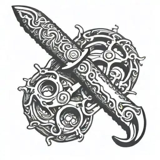 Ring spanner hair cutting scissors tattoo design idea