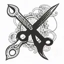 ring spanner and hair cutting scissors 1956 tattoo design idea