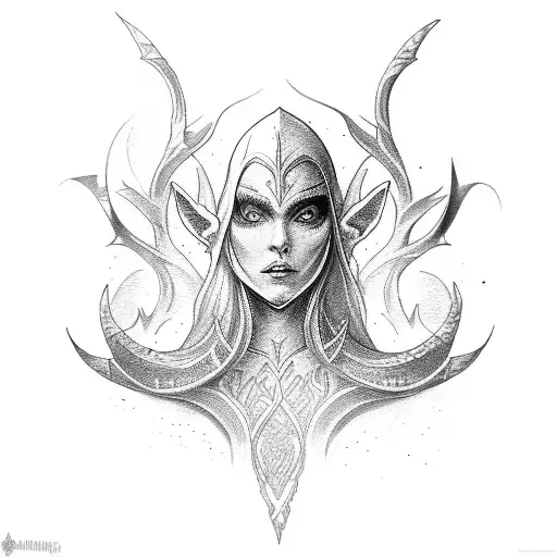 elven dagger tattoo design idea