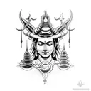 sleeve tattoo of lord shiva with trident tattoo design idea
