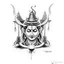 sleeve tattoo of lord shiva with trident tattoo design idea