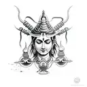 sleeve tattoo of lord shiva with trident tattoo design idea