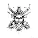 sleeve tattoo of lord shiva with trident tattoo design idea