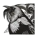 Black raven with signature voronoff tattoo design idea