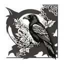 Black raven with signature voronoff tattoo design idea