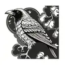 Black raven with signature voronoff tattoo design idea