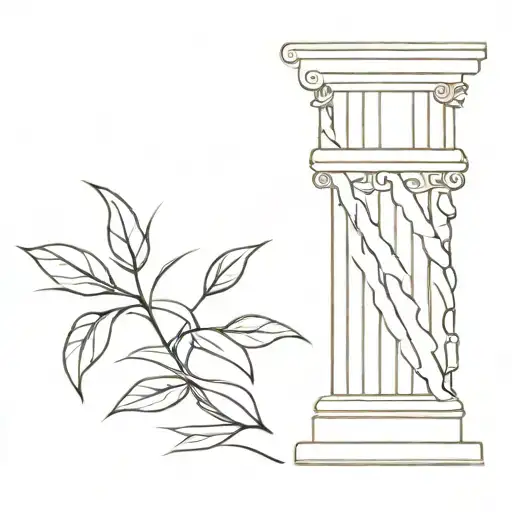 laurel and greek column tattoo design idea