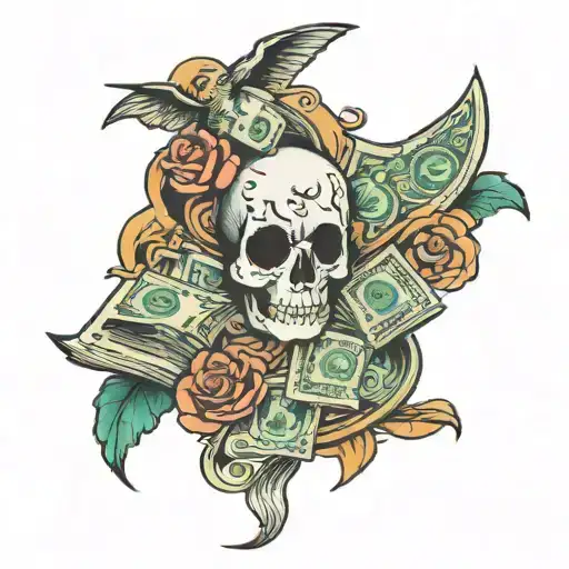 money doesn't buy happiness tattoo design idea
