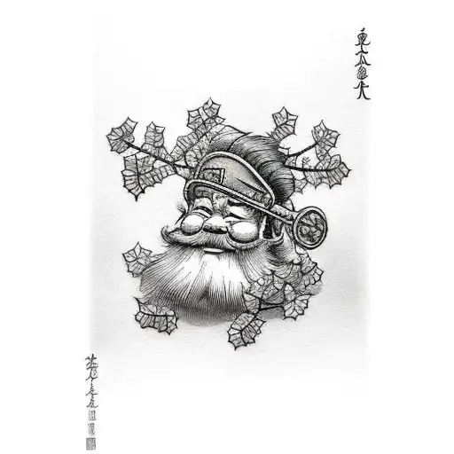 dwarf hiding in mistletoe tattoo design idea