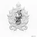 dwarf hiding in mistletoe tattoo design idea