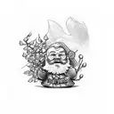 dwarf hiding in mistletoe tattoo design idea