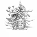 dwarf hiding in mistletoe tattoo design idea