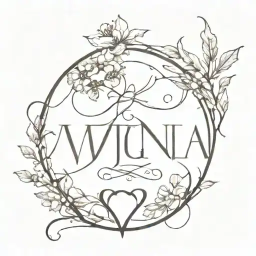 I want these names made in to a symbol, virginia, Angelica, josh, Dina  tattoo design idea