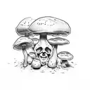 mushrooms wiht skull tattoo design idea