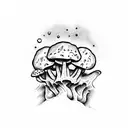 mushrooms wiht skull tattoo design idea