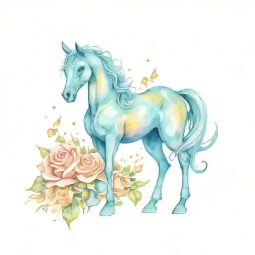 thestral with roses  tattoo design idea