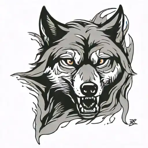  wolf bite another wolf head tattoo design idea