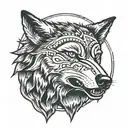  wolf bite another wolf head tattoo design idea