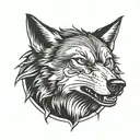 wolf bite another wolf head tattoo design idea