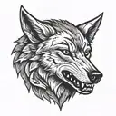  wolf bite another wolf head tattoo design idea