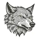  wolf bite another wolf head tattoo design idea