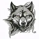  wolf bite another wolf head tattoo design idea