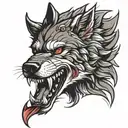  wolf bite another wolf head tattoo design idea