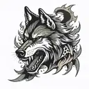  wolf bite another wolf head tattoo design idea