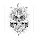 coffin with flower and snake tattoo design idea