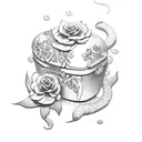 coffin with flower and snake tattoo design idea