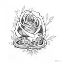 coffin with flower and snake tattoo design idea
