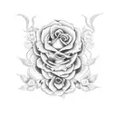 coffin with flower and snake tattoo design idea