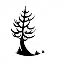 red pine tree with imperfect oval around it tattoo design idea
