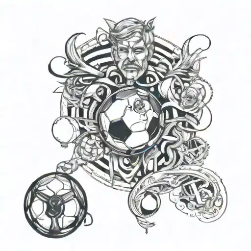 Create a sketch related to the football party and Euro 2024 tattoo design idea