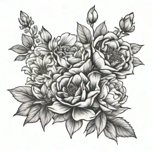 may, June, august birth flowers tattoo design idea