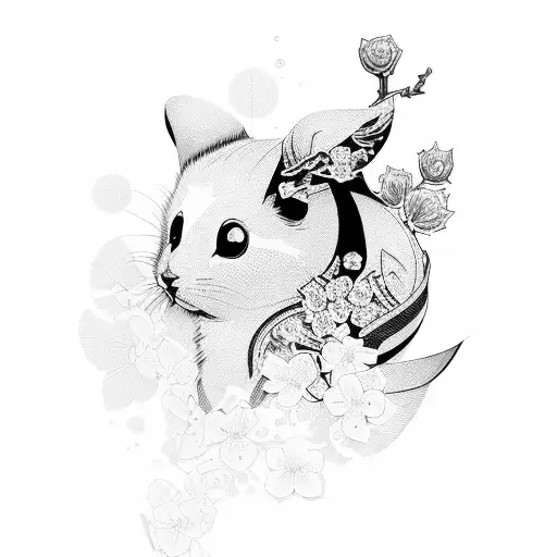 little kids sitting under Cherry Blossom tattoo design idea