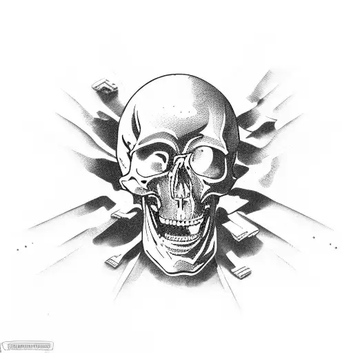 skeleton hand reaching for balloon tattoo design idea