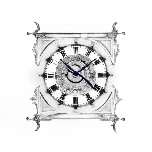 Roman clock burning tattoo design idea
