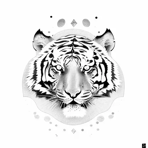 tiger in the style of Polynesia tattoo design idea