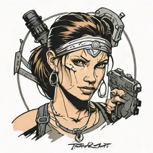 lara croft from tomb raider series for a tattoo templete tattoo design idea