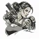 lara croft from tomb raider series for a tattoo templete tattoo design idea
