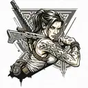 lara croft from tomb raider series for a tattoo templete tattoo design idea