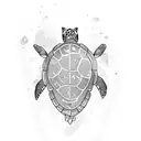 turtle with fish tattoo design idea