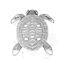 turtle with fish tattoo design idea