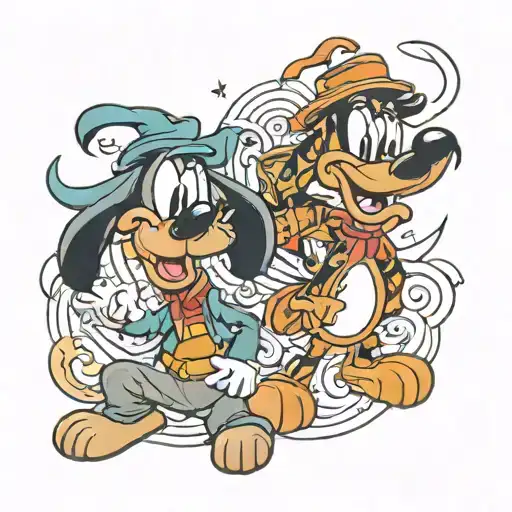 pluto and goofy disney gang tattoo tattoo design idea