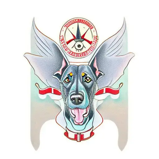 Doberman with wings  tattoo design idea