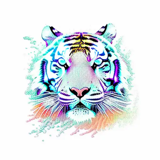 A majestic tiger swimming underwater surrounded by colorful coral reefs tattoo design idea