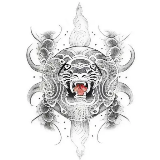 A  jellyfish with tiger skin tattoo design idea