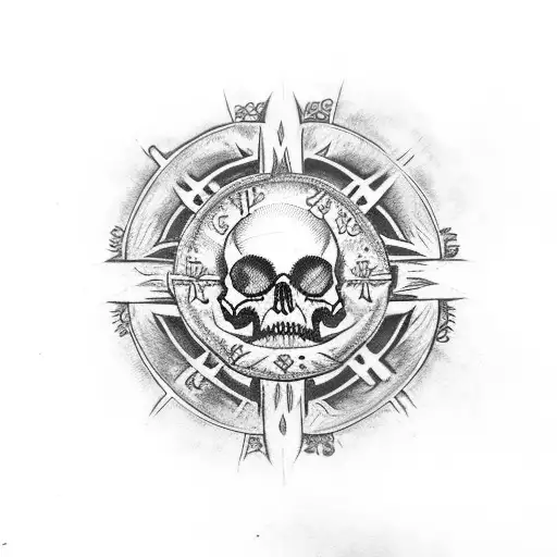 Vegvisir, praying hands , skulls , death , doves ,  tattoo design idea